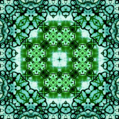 Kusursuz soyut desen ve doku. Suluboya ve baloncukların simetrik deseni