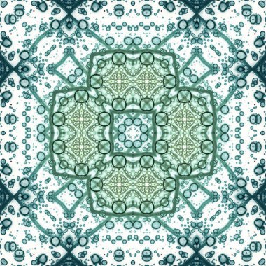 Kusursuz soyut desen ve doku. Suluboya ve baloncukların simetrik deseni