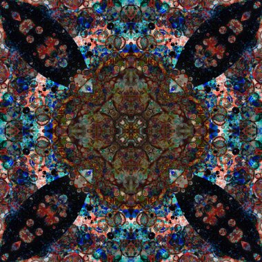 Kusursuz soyut desen ve doku. Suluboya ve baloncukların simetrik deseni