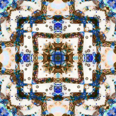 Kusursuz soyut desen ve doku. Suluboya ve baloncukların simetrik deseni