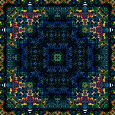 Kusursuz soyut desen ve doku. Suluboya ve baloncukların simetrik deseni