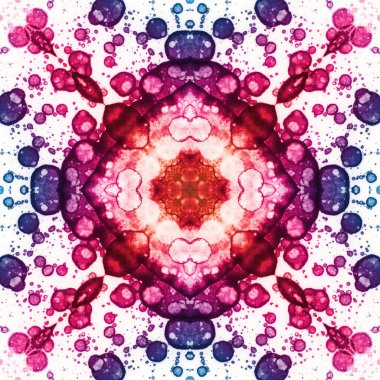 Modern soyut sanat. Suluboya ve alkol mürekkeplerinden oluşan bir gökkuşağı. Çalışma parçasının arkaplan ve dokusu