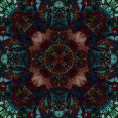 Kusursuz soyut desen ve doku. Suluboya ve baloncukların simetrik deseni