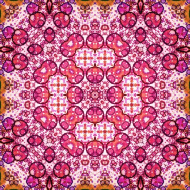 Kusursuz soyut desen ve doku. Suluboya ve baloncukların simetrik deseni