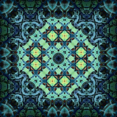 Kusursuz soyut desen ve doku. Suluboya ve baloncukların simetrik deseni