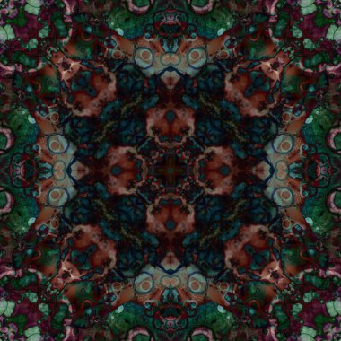 Kusursuz soyut desen ve doku. Suluboya ve baloncukların simetrik deseni