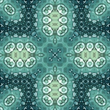 Kusursuz soyut desen ve doku. Suluboya ve baloncukların simetrik deseni