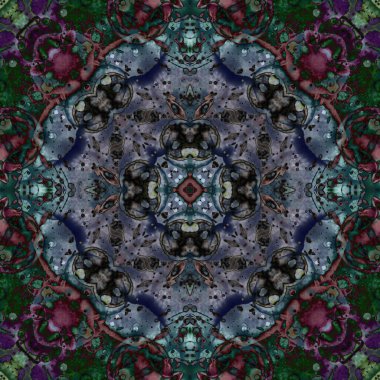 Kusursuz soyut desen ve doku. Suluboya ve baloncukların simetrik deseni