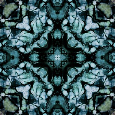 Kusursuz soyut desen ve doku. Suluboya ve baloncukların simetrik deseni