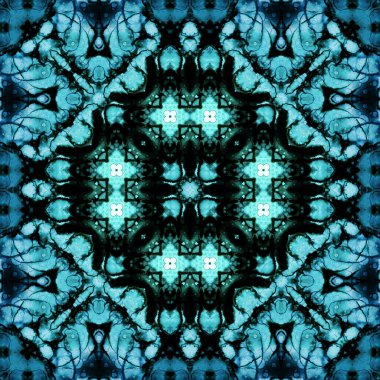 Kusursuz soyut desen ve doku. Suluboya ve baloncukların simetrik deseni