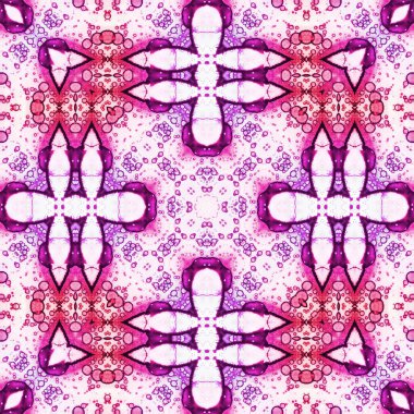 Kusursuz soyut desen ve doku. Suluboya ve baloncukların simetrik deseni