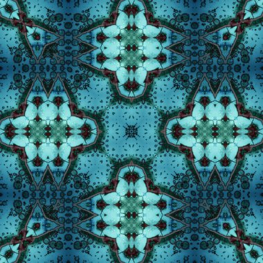 Kusursuz soyut desen ve doku. Suluboya ve baloncukların simetrik deseni