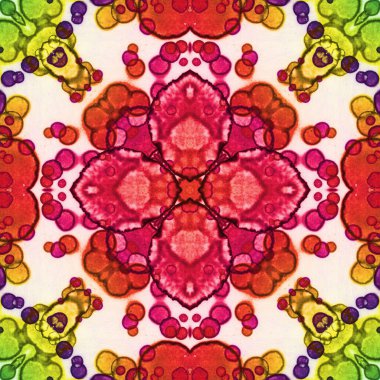 Kusursuz soyut desen ve doku. Suluboya ve baloncukların simetrik deseni