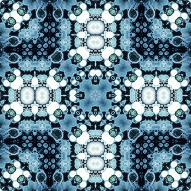 Kusursuz soyut desen ve doku. Suluboya ve baloncukların simetrik deseni