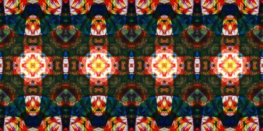 Akrilik ile boyanmış kusursuz etnik desen.
