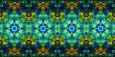 Akrilik ile boyanmış kusursuz etnik desen.