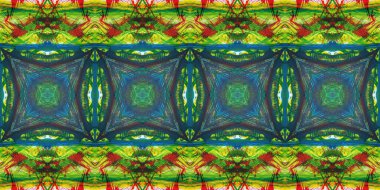 Akrilik ile boyanmış kusursuz etnik desen.