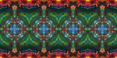 Akrilik ile boyanmış kusursuz etnik desen.