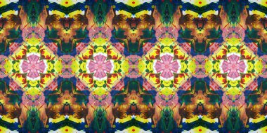 Akrilik ile boyanmış kusursuz etnik desen.