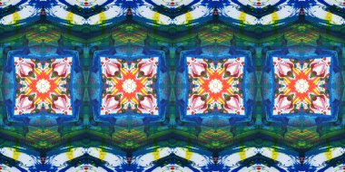 Akrilik ile boyanmış kusursuz etnik desen.