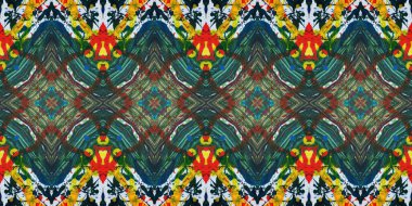 Akrilik ile boyanmış kusursuz etnik desen.