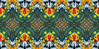 Akrilik ile boyanmış kusursuz etnik desen.