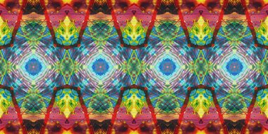 Akrilik ile boyanmış kusursuz etnik desen.