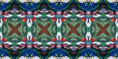 Akrilik ile boyanmış kusursuz etnik desen.