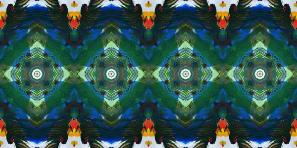 Akrilik ile boyanmış kusursuz etnik desen.