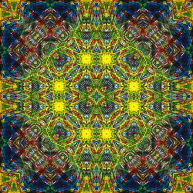 Kusursuz kare desenli kaleydoskop. Akrilik boya