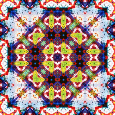 Kusursuz kare desenli kaleydoskop. Akrilik boya