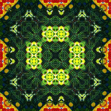 Kusursuz kare desenli kaleydoskop. Akrilik boya