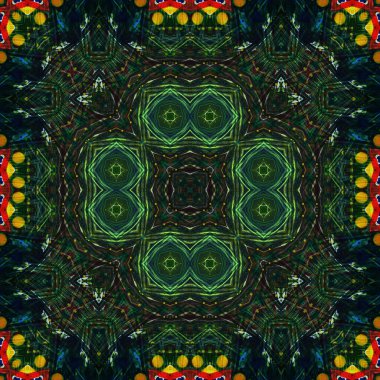 Kusursuz kare desenli kaleydoskop. Akrilik boya