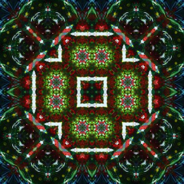 Kusursuz kare desenli kaleydoskop. Akrilik boya