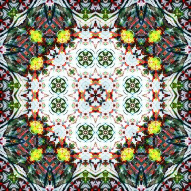 Kusursuz kare desenli kaleydoskop. Akrilik boya