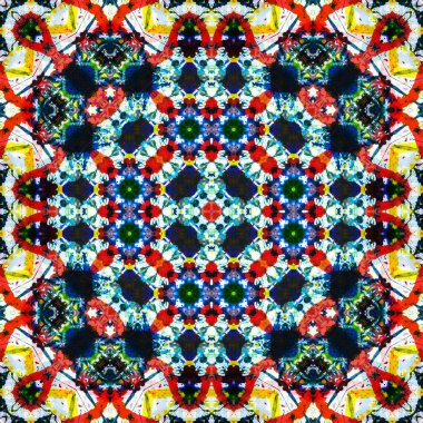 Kusursuz kare desenli kaleydoskop. Akrilik boya