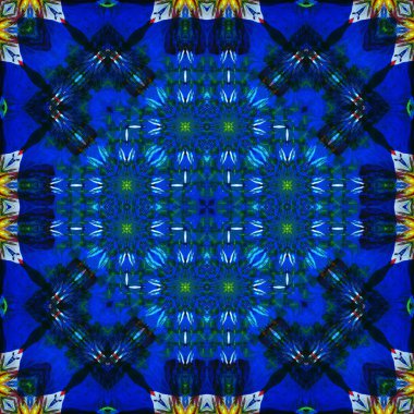 Kusursuz kare desenli kaleydoskop. Akrilik boya