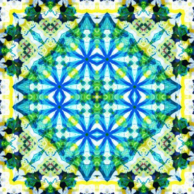 Kusursuz kare desenli kaleydoskop. Akrilik boya