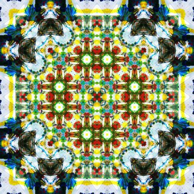 Kusursuz kare desenli kaleydoskop. Akrilik boya