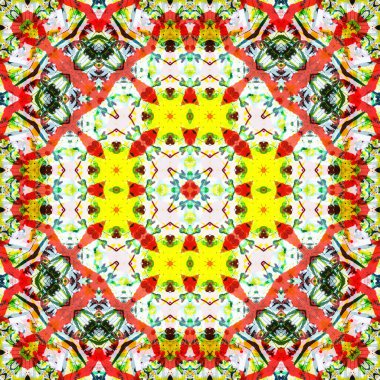 Kusursuz kare desenli kaleydoskop. Akrilik boya