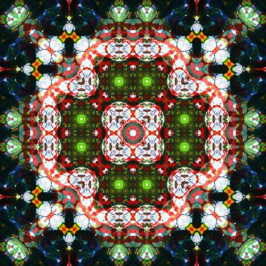 Kusursuz kare desenli kaleydoskop. Akrilik boya