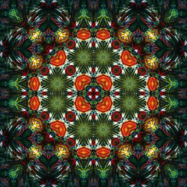 Kusursuz kare desenli kaleydoskop. Akrilik boya