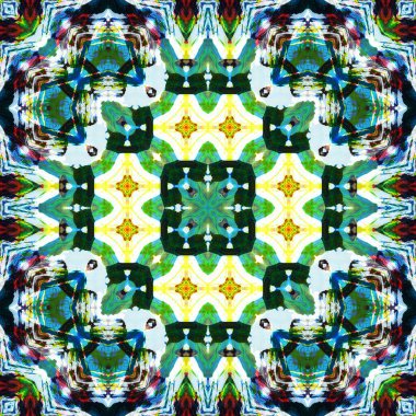 Kusursuz kare desenli kaleydoskop. Akrilik boya