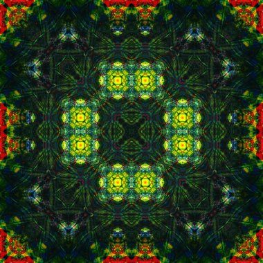 Kusursuz kare desenli kaleydoskop. Akrilik boya