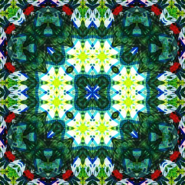 Kusursuz kare desenli kaleydoskop. Akrilik boya