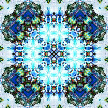 Kusursuz kare desenli kaleydoskop. Akrilik boya