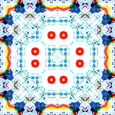 Kusursuz kare desenli kaleydoskop. Akrilik boya