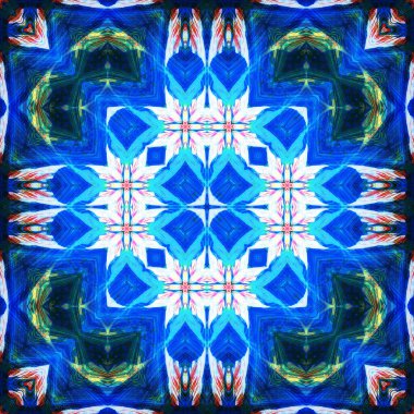 Kusursuz kare desenli kaleydoskop. Akrilik boya