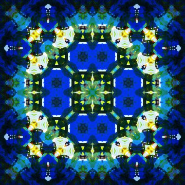 Kusursuz kare desenli kaleydoskop. Akrilik boya