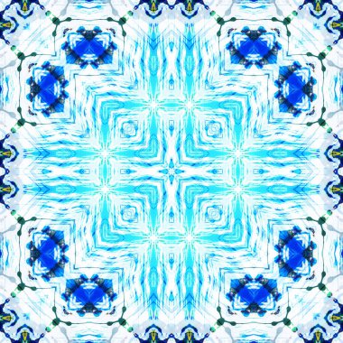 Kusursuz kare desenli kaleydoskop. Akrilik boya